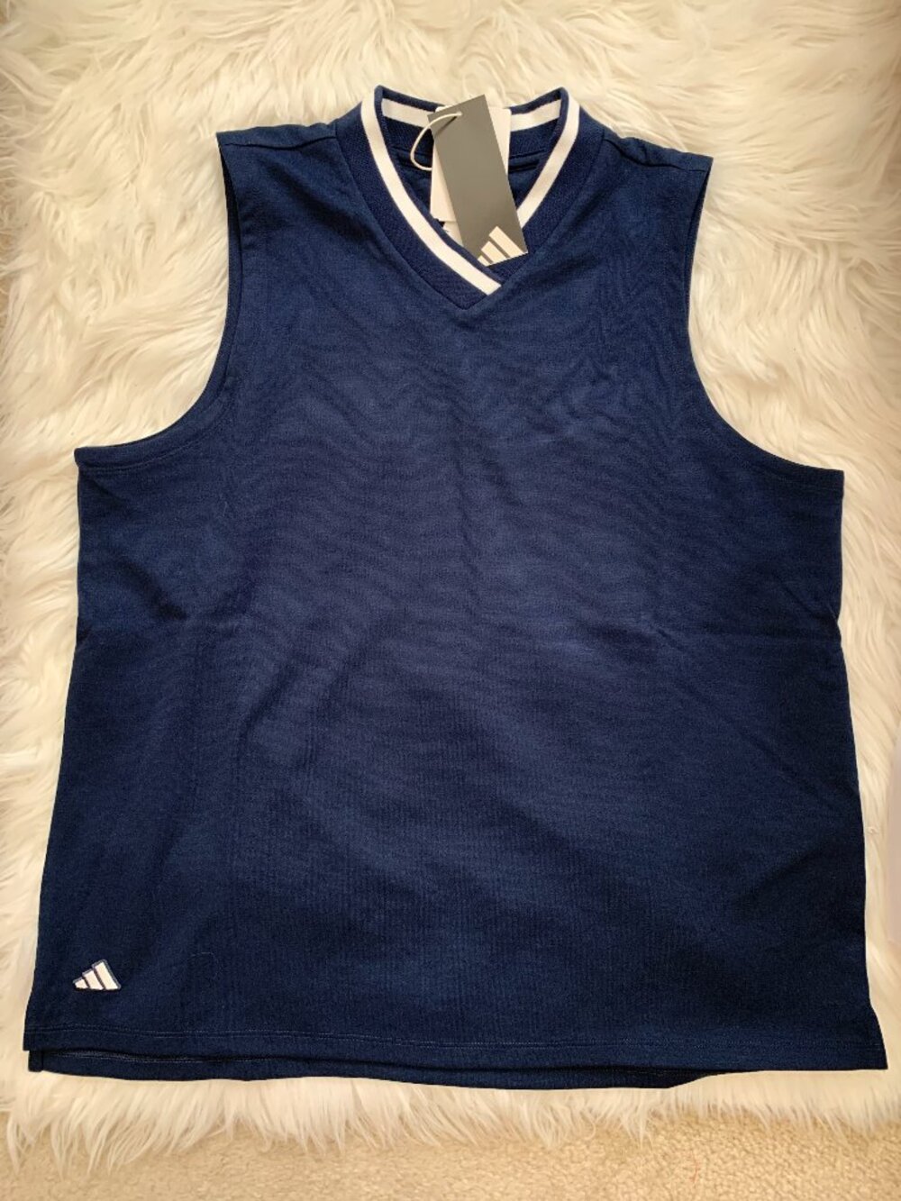 ADIDAS Go-To Sleeveless Polo Tank in Navy/White Sz MEDIUM